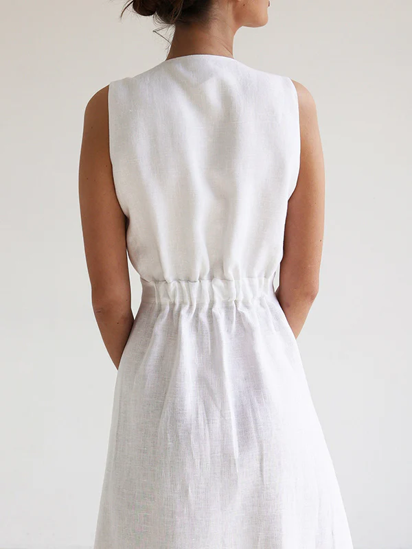 Loose Sleeveless Split-Joint V-Neck Maxi Dresses - Image 7