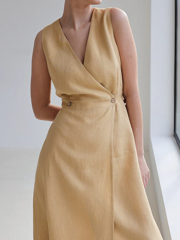 Loose Sleeveless Split-Joint V-Neck Maxi Dresses - Image 8