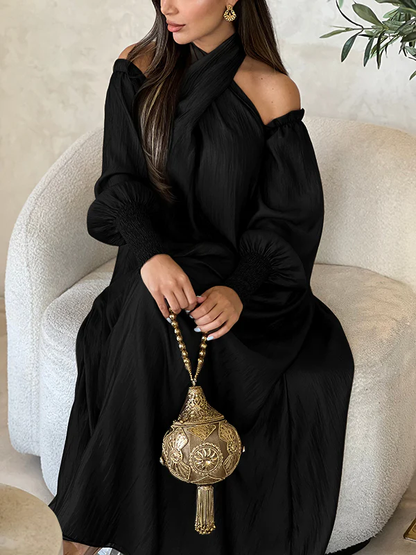 Loose Solid Color Long Sleeves Maxi Dresses - Image 10