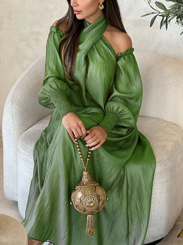Loose Solid Color Long Sleeves Maxi Dresses - Image 12