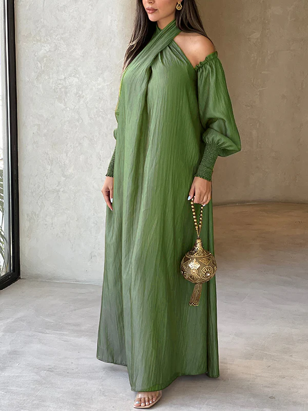 Loose Solid Color Long Sleeves Maxi Dresses - Image 13