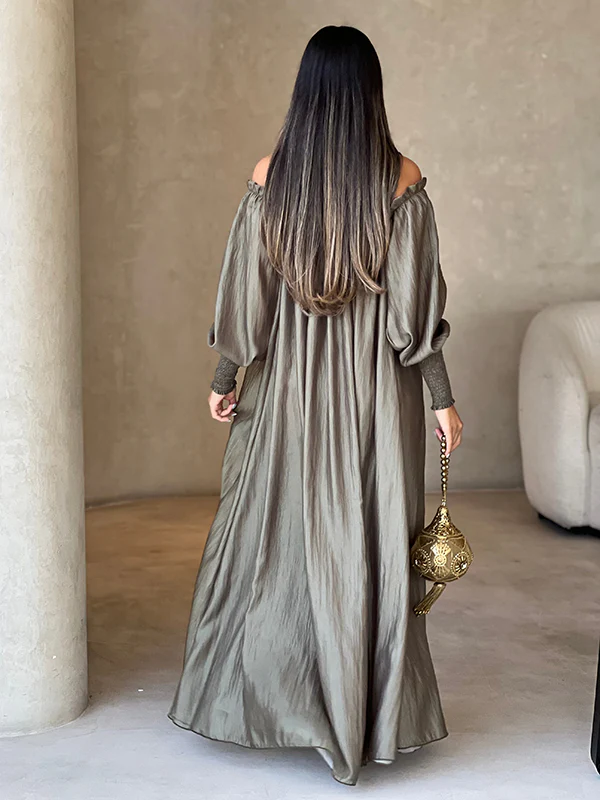 Loose Solid Color Long Sleeves Maxi Dresses - Image 2