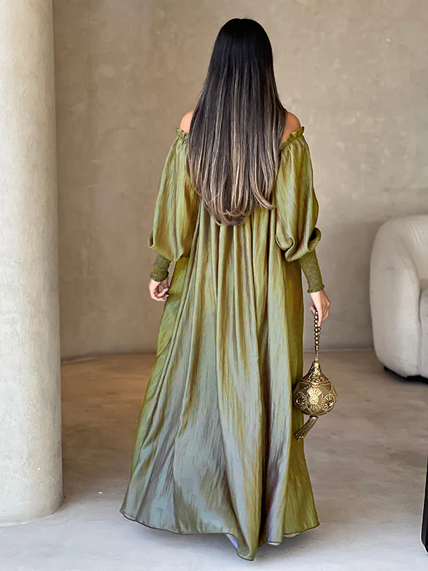 Loose Solid Color Long Sleeves Maxi Dresses - Image 5