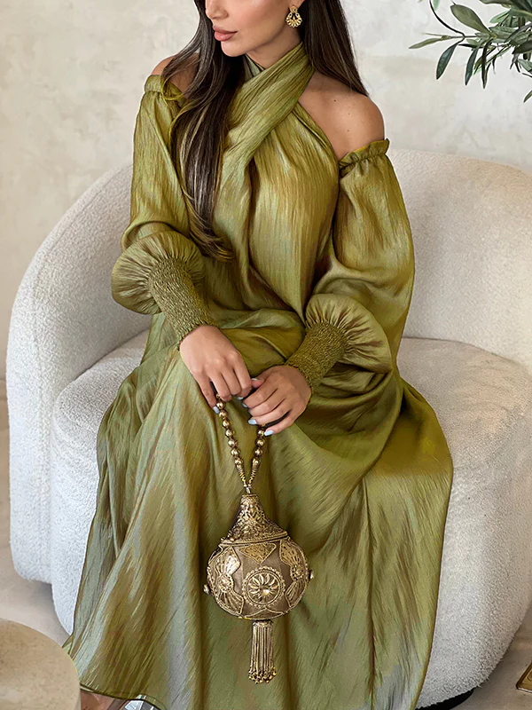 Loose Solid Color Long Sleeves Maxi Dresses - Image 6