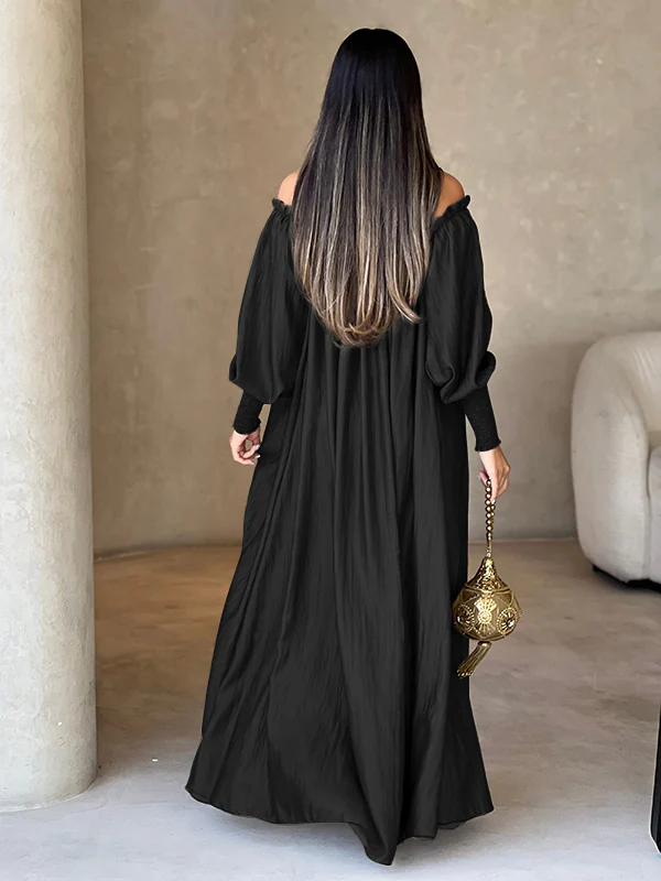 Loose Solid Color Long Sleeves Maxi Dresses - Image 8