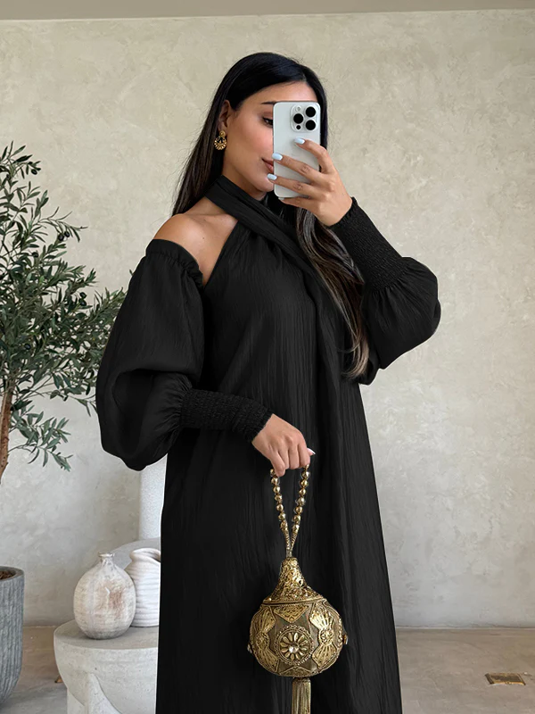 Loose Solid Color Long Sleeves Maxi Dresses - Image 9