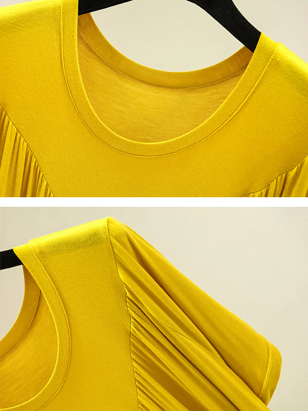 Loose Solid Color Pleated Modal Pajamas Dress - Image 24