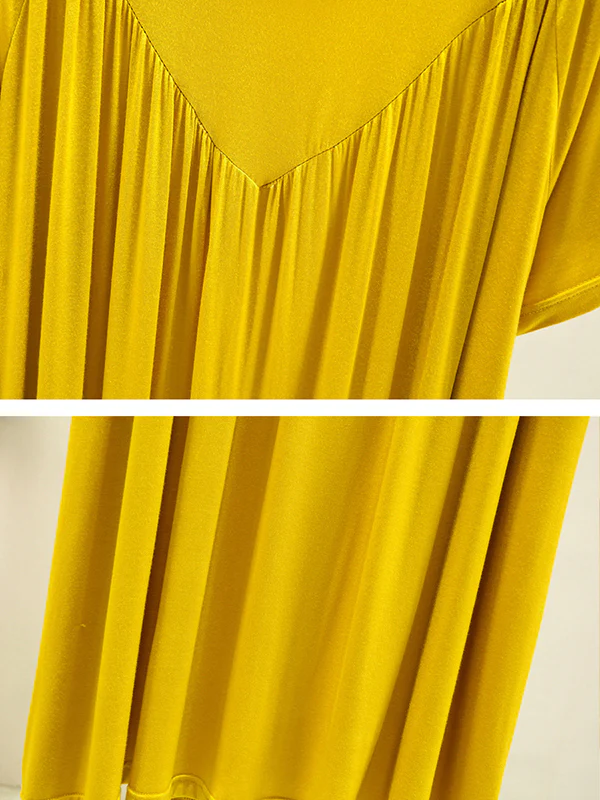 Loose Solid Color Pleated Modal Pajamas Dress - Image 25