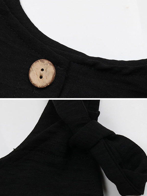 Loose Solid Color Round-Neck Rompers - Image 13