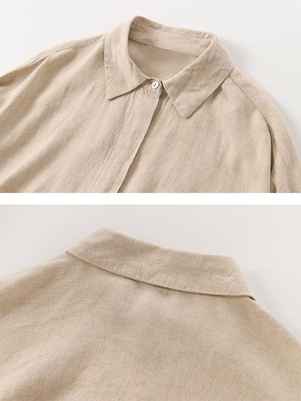 Loose Solid Color Split-Joint Split-Side Lapel Blouse + Elasticity Pleated Pants Trousers Two Pieces Set - Image 15