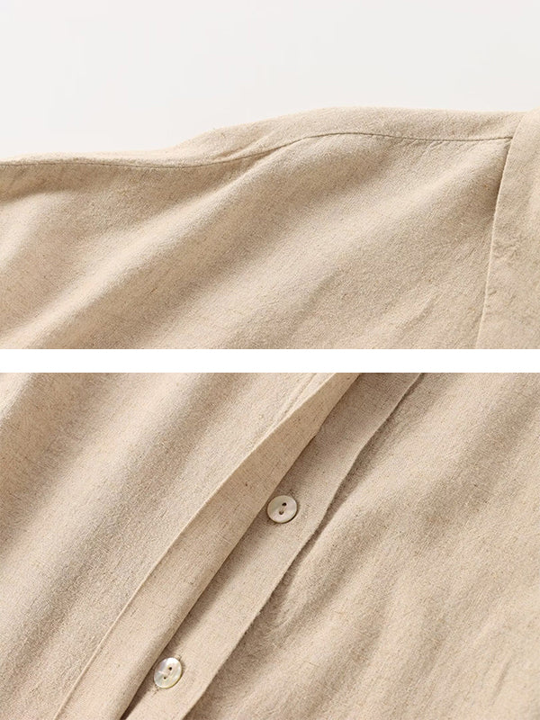 Loose Solid Color Split-Joint Split-Side Lapel Blouse + Elasticity Pleated Pants Trousers Two Pieces Set - Image 16