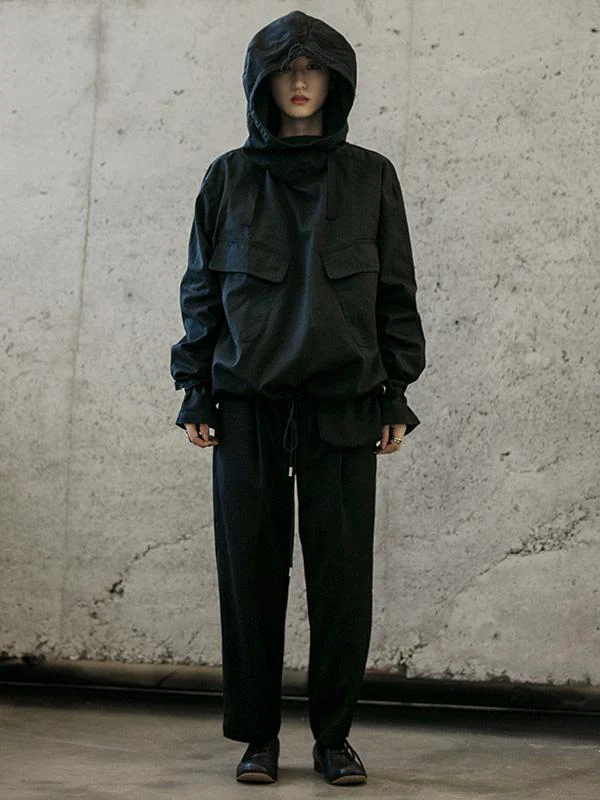 Loose Solid Drawstring Space Style Hoodie Sweatshirt - Image 11