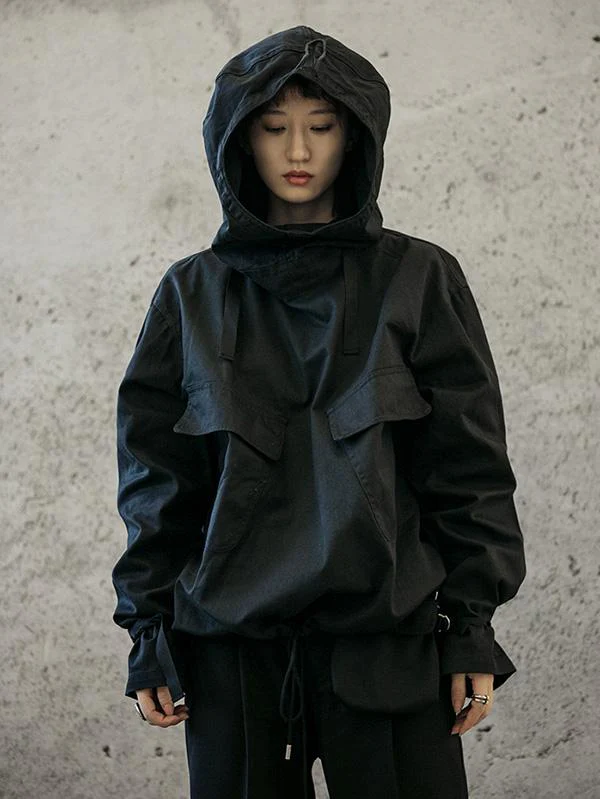 Loose Solid Drawstring Space Style Hoodie Sweatshirt - Image 2