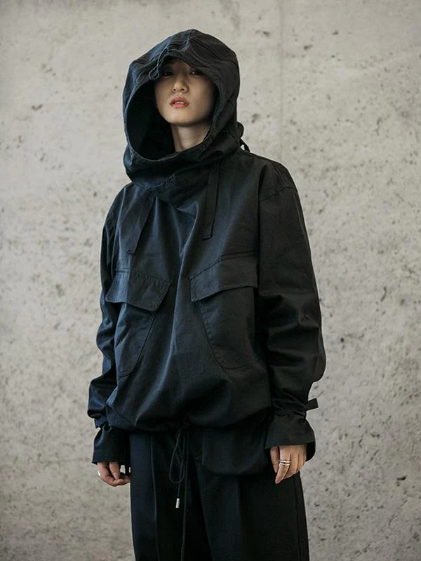 Loose Solid Drawstring Space Style Hoodie Sweatshirt - Image 4