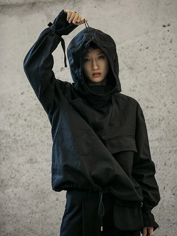Loose Solid Drawstring Space Style Hoodie Sweatshirt - Image 6