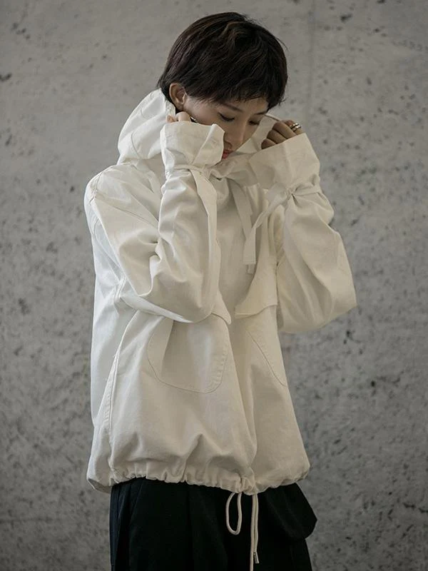 Loose Solid Drawstring Space Style Hoodie Sweatshirt - Image 8