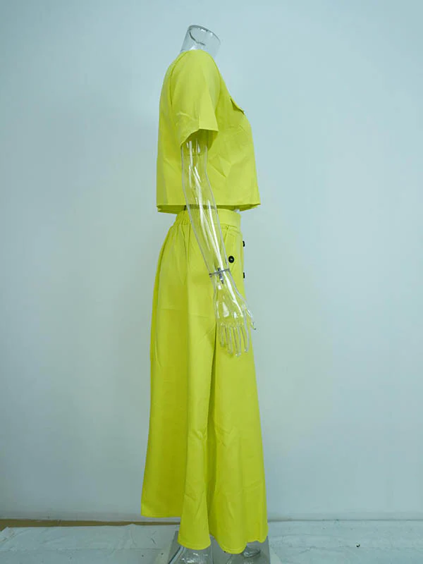 Loose Split-Joint Round-Neck Blouses + A-Line Skirts Two Pieces Set - Image 5