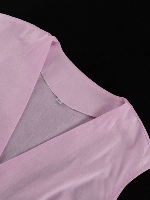 Loose Split-Joint Sleeveless Pleated V-Neck Vest + Pants Trousers Two Pieces Set - Image 9