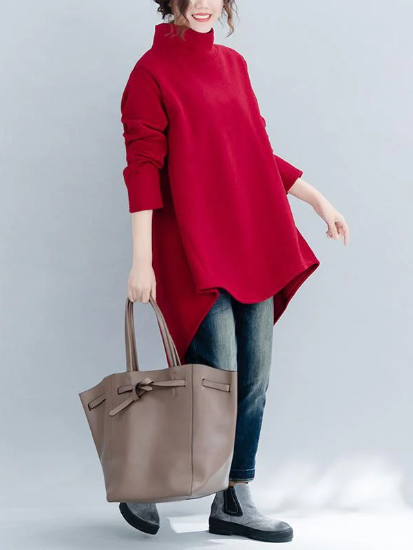 Loose Turtleneck Cropped Sweatshirt - Image 10