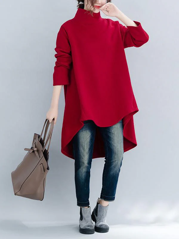 Loose Turtleneck Cropped Sweatshirt - Image 3