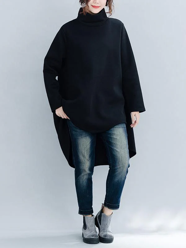 Loose Turtleneck Cropped Sweatshirt - Image 4