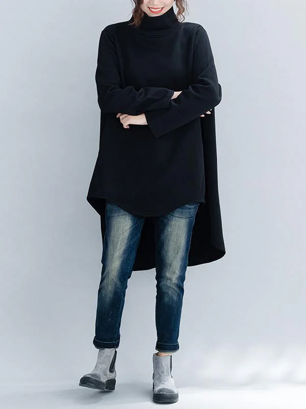 Loose Turtleneck Cropped Sweatshirt - Image 5
