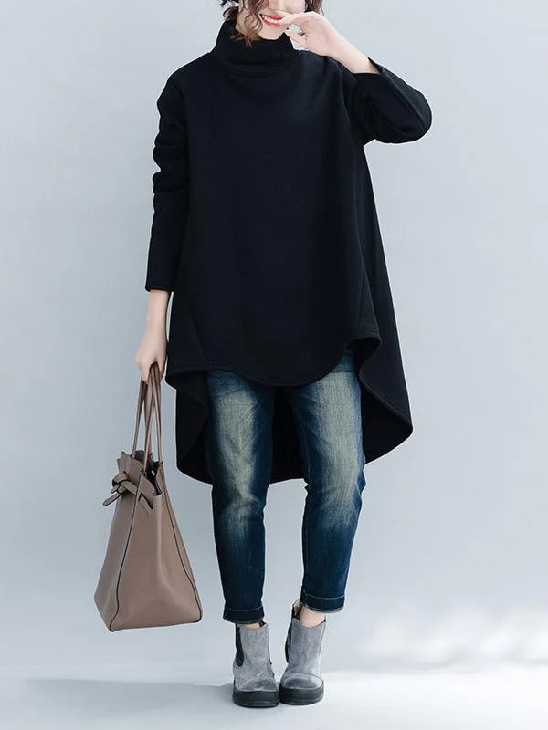 Loose Turtleneck Cropped Sweatshirt - Image 6