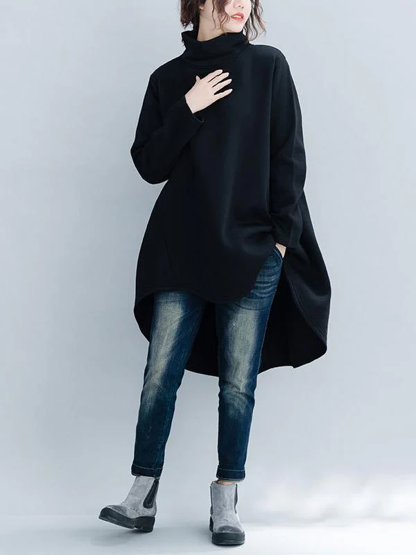Loose Turtleneck Cropped Sweatshirt - Image 7