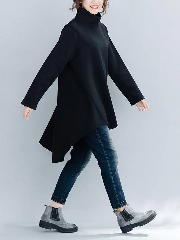 Loose Turtleneck Cropped Sweatshirt - Image 8