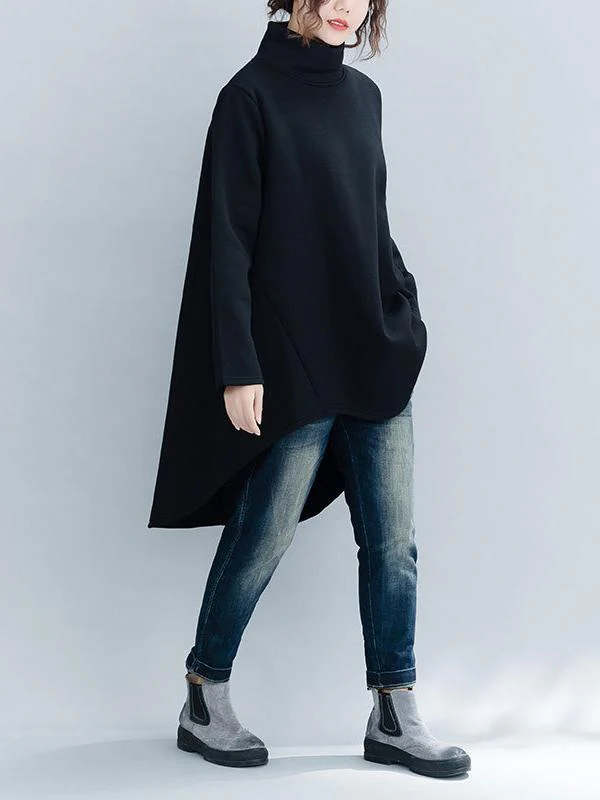 Loose Turtleneck Cropped Sweatshirt - Image 9