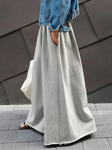 Loose Urban Gray Wide Leg Elastic Waist Pants - Image 10