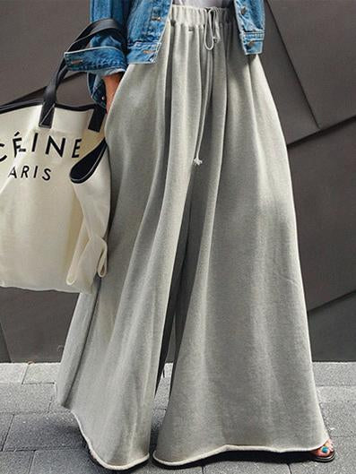 Loose Urban Gray Wide Leg Elastic Waist Pants - Image 11