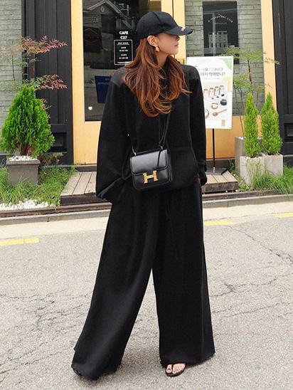 Loose Urban Gray Wide Leg Elastic Waist Pants - Image 15