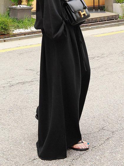 Loose Urban Gray Wide Leg Elastic Waist Pants - Image 2