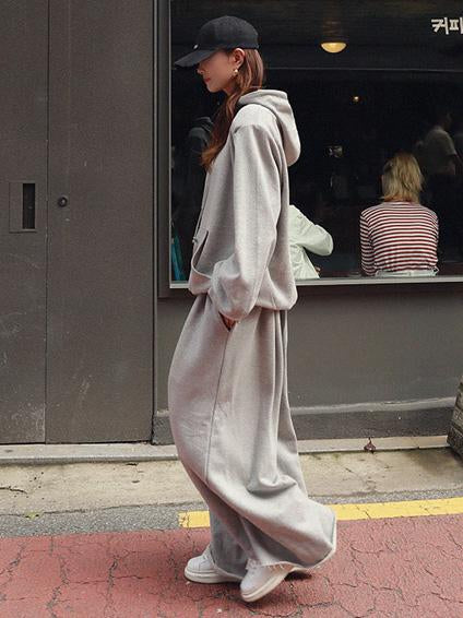 Loose Urban Gray Wide Leg Elastic Waist Pants - Image 20