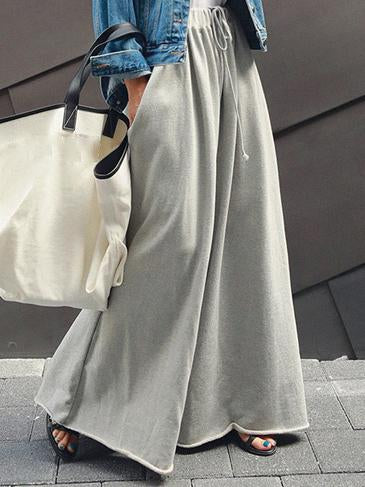 Loose Urban Gray Wide Leg Elastic Waist Pants - Image 24