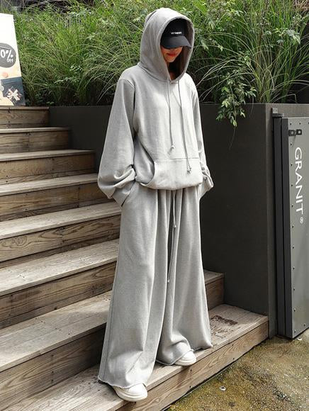 Loose Urban Gray Wide Leg Elastic Waist Pants - Image 4