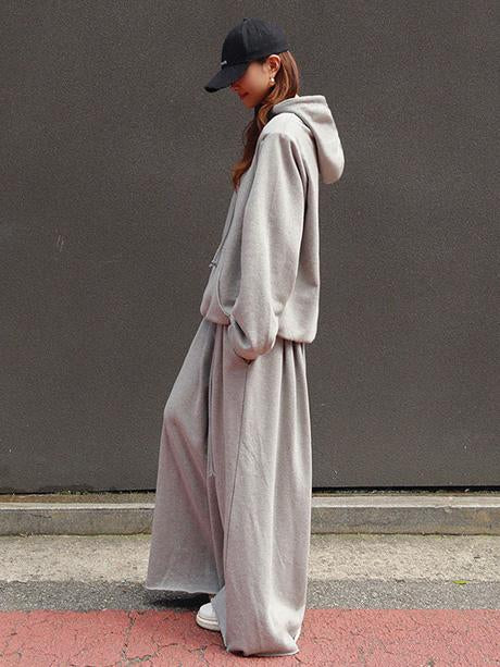 Loose Urban Gray Wide Leg Elastic Waist Pants - Image 5