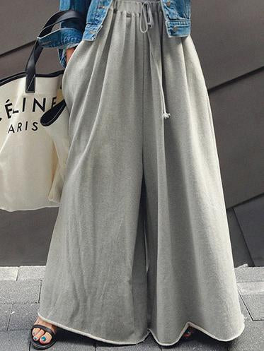 Loose Urban Gray Wide Leg Elastic Waist Pants - Image 9