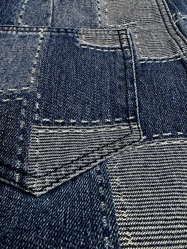 Loose Wide Leg Buttoned Plaid Pockets Split-Joint Jean Pants Bottoms - Image 4