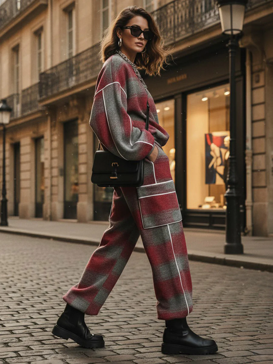 Loose Wide Leg Contrast Color Line Pockets Split-Joint Striped Pants - Image 14