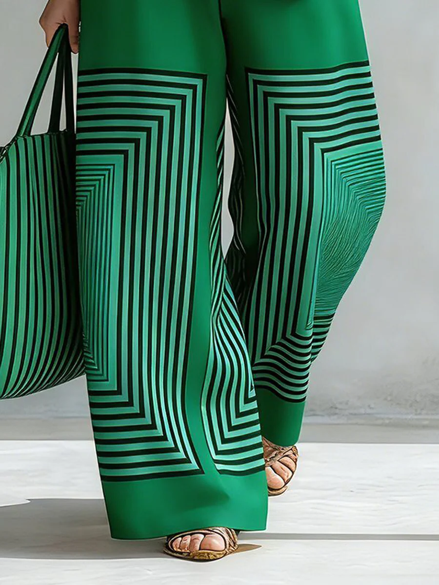 Loose Wide Leg Contrast Color Pockets Pants Trousers - Image 8