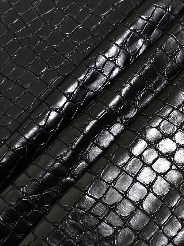 Loose Wide Leg Crocodile Texture Leather Loop Pants - Image 10