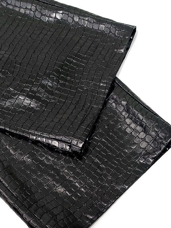 Loose Wide Leg Crocodile Texture Leather Loop Pants - Image 11