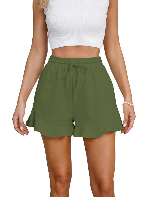 Loose Wide Leg Drawstring Elasticity Solid Color Split-Joint Shorts - Image 4