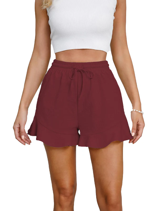 Loose Wide Leg Drawstring Elasticity Solid Color Split-Joint Shorts - Image 8
