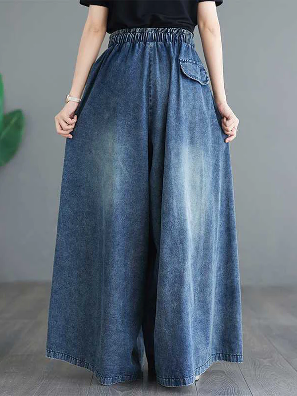 Loose Wide Leg Drawstring Split-Side Jean Pants Bottoms Trousers - Image 4