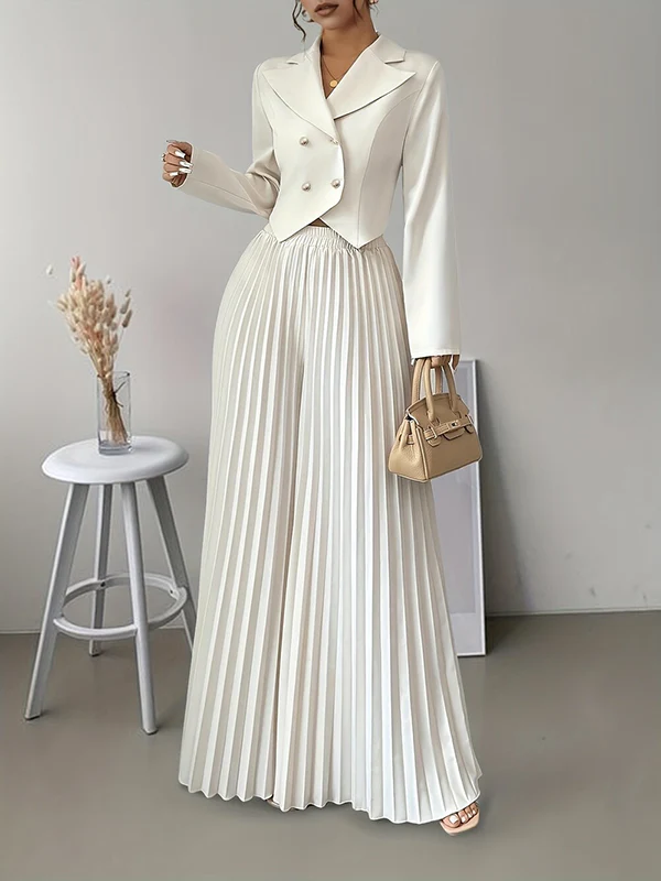 Loose Wide Leg Elasticity Pleated Solid Color Casual Pants Bottoms Trousers - Image 2
