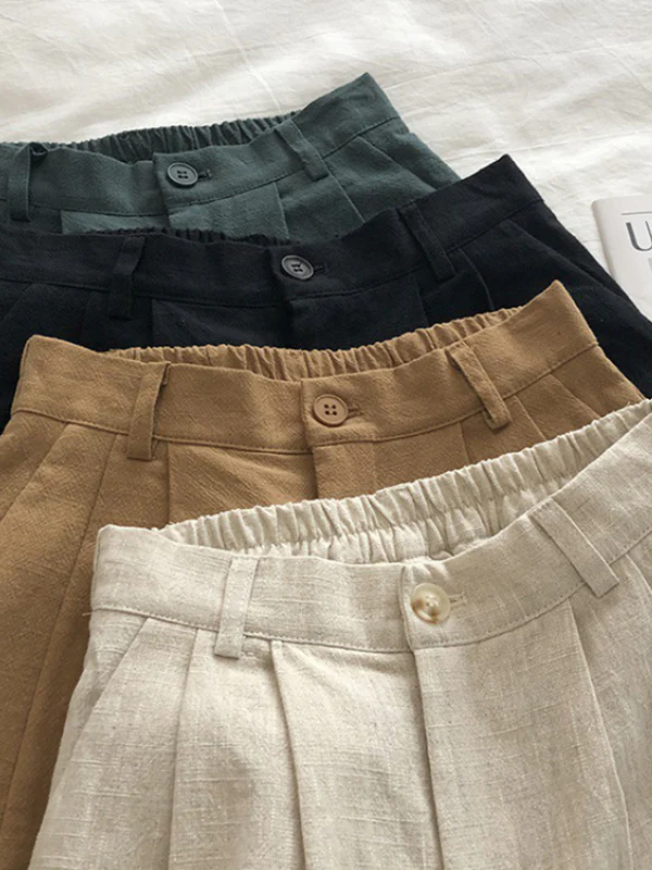 Loose Wide Leg Elasticity Pleated Solid Color Shorts - Image 7
