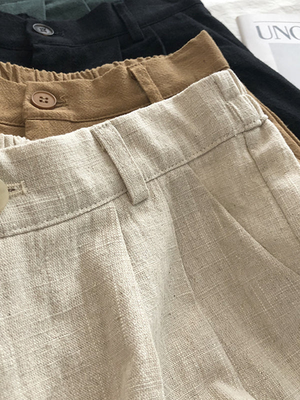 Loose Wide Leg Elasticity Pleated Solid Color Shorts - Image 9